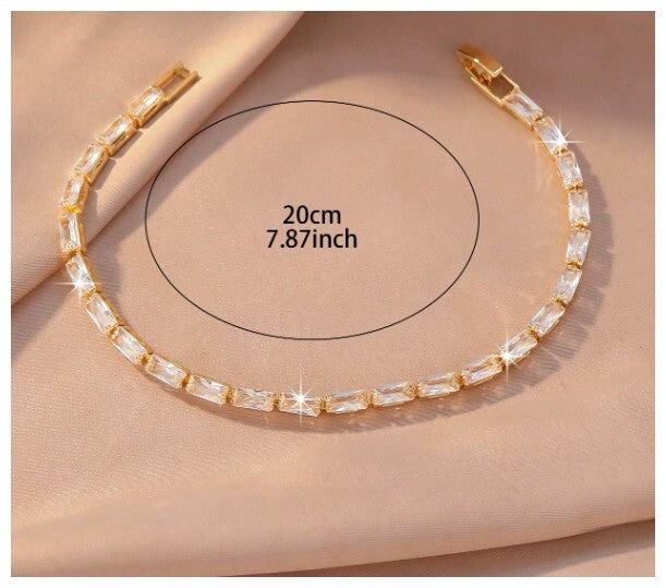 Radiant cut tennis - Bracelet - Gold - CZs - 4mm 7.87"