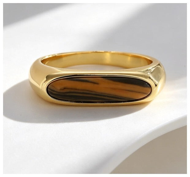 Brown stone - Ring - Gold - Size 9