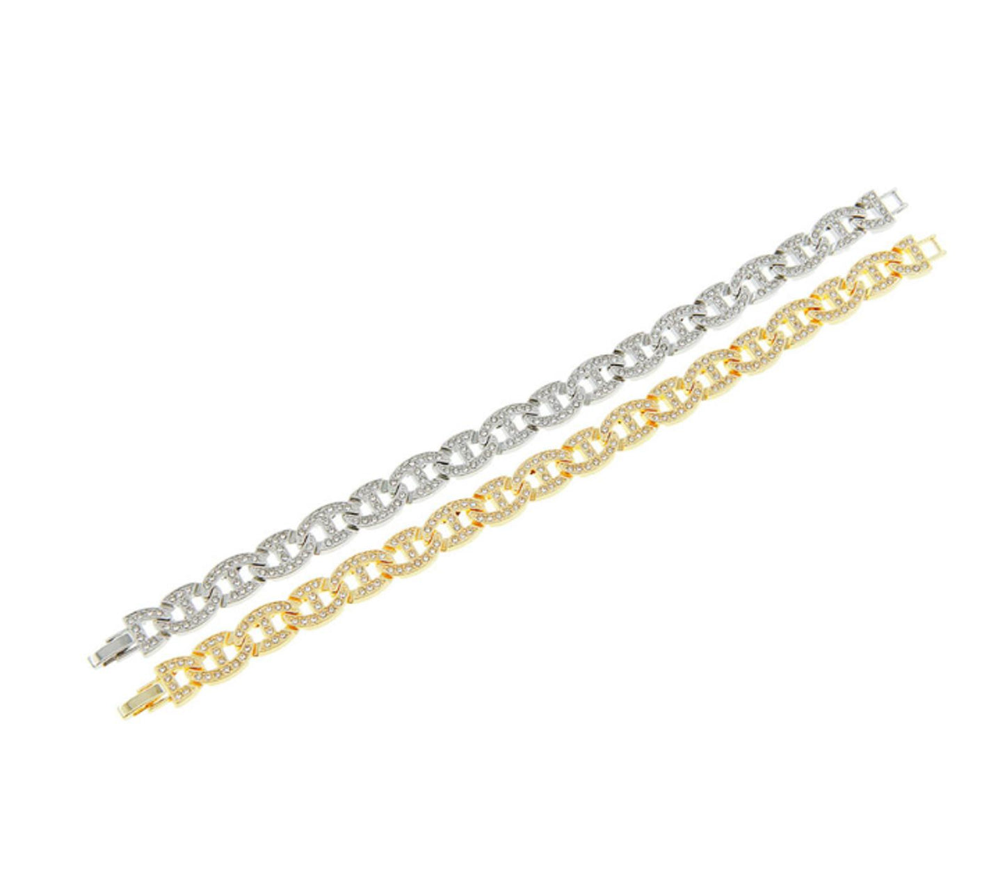 Mariner link Bracelet - Silver - CZs - 8"