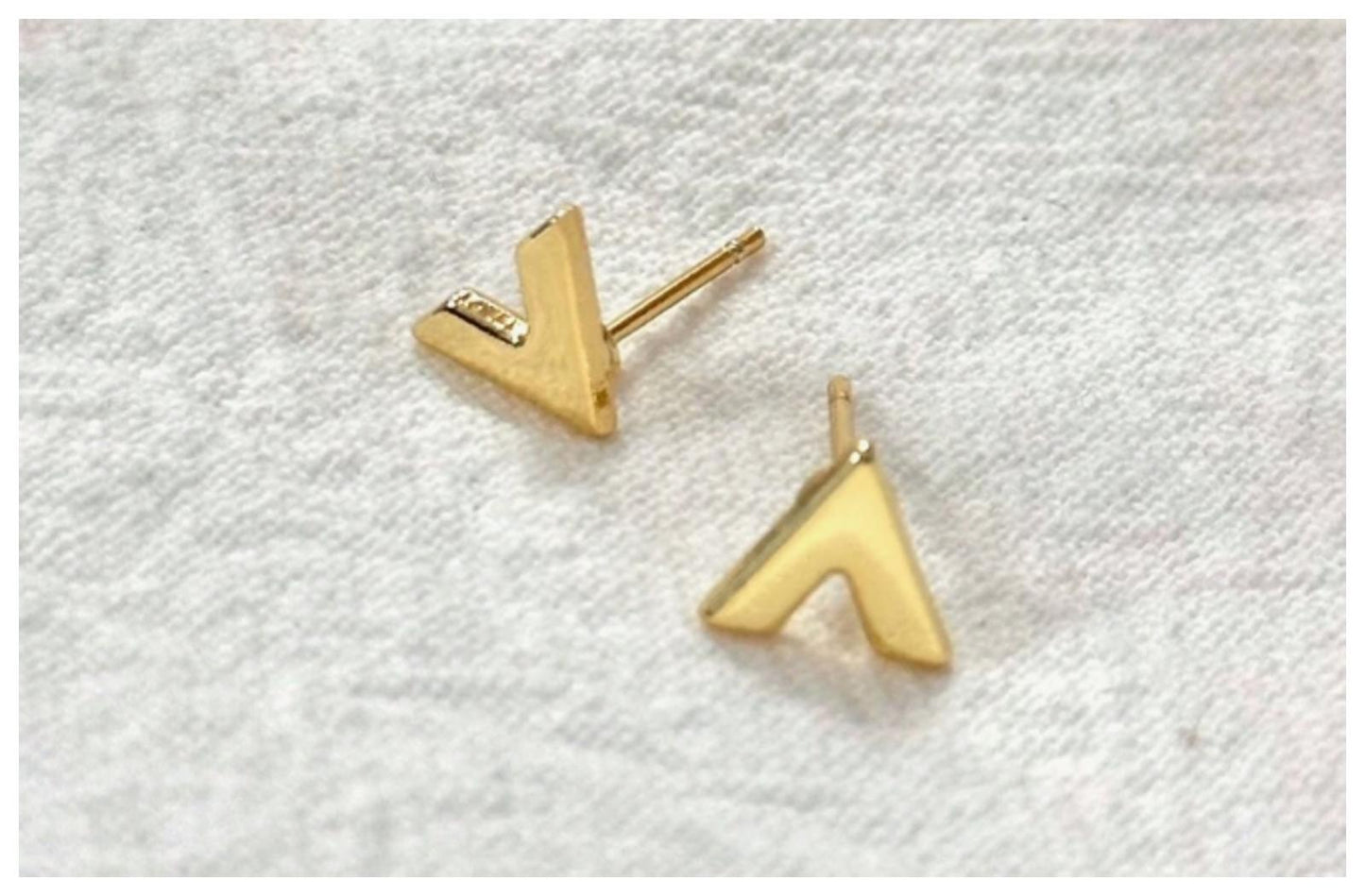 Front-and-Back diamond shaped - Earrings - Gold - 2.3cm