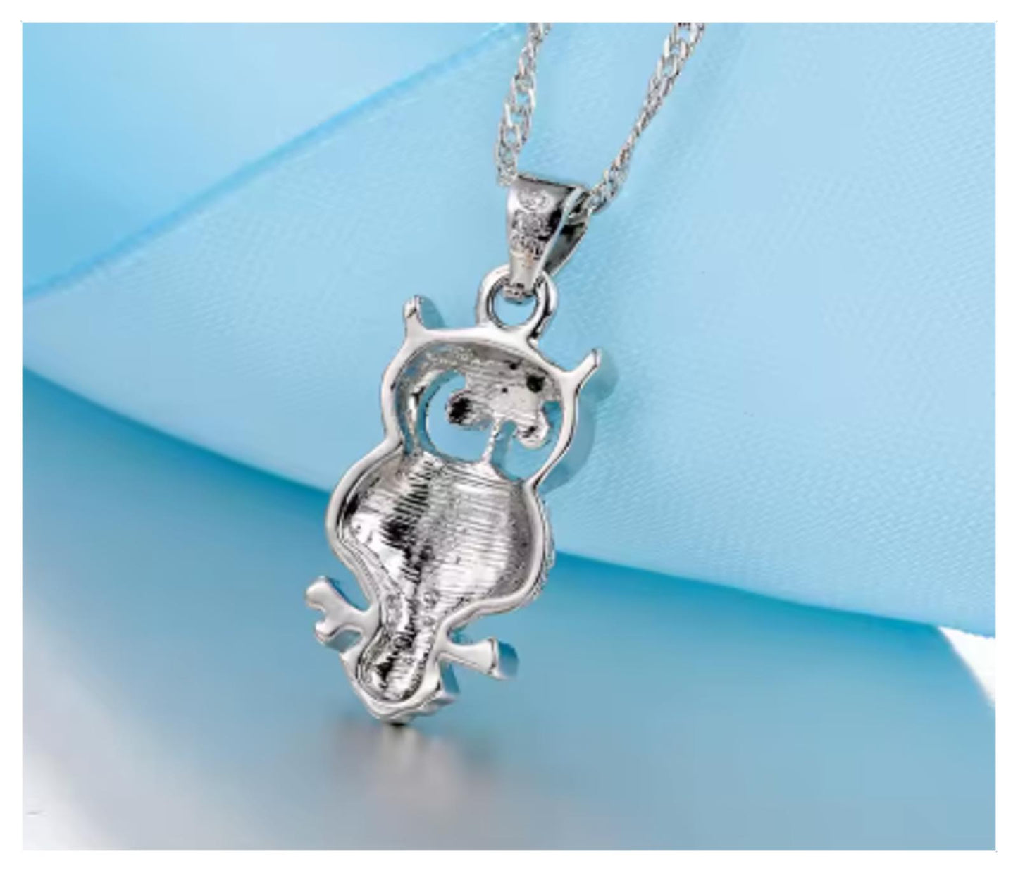 Sparkle Owl - Necklace/Earring set - Silver - CZs - 18"