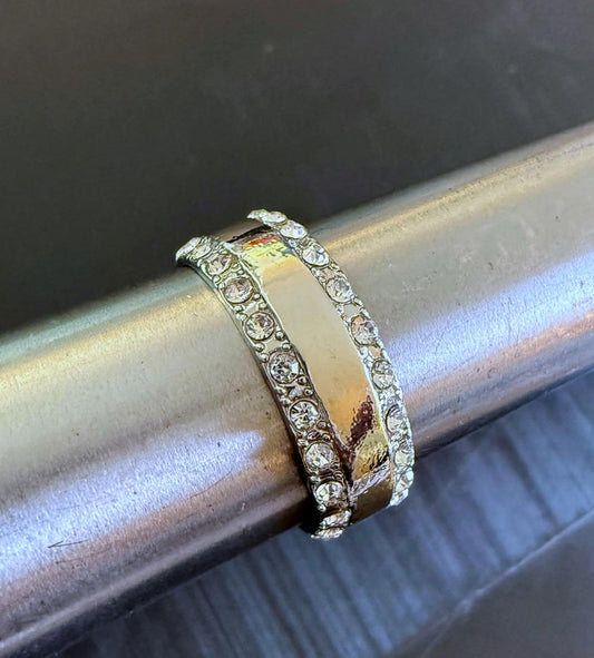 Bling edge band - Ring - Silver - CZs - Size 11