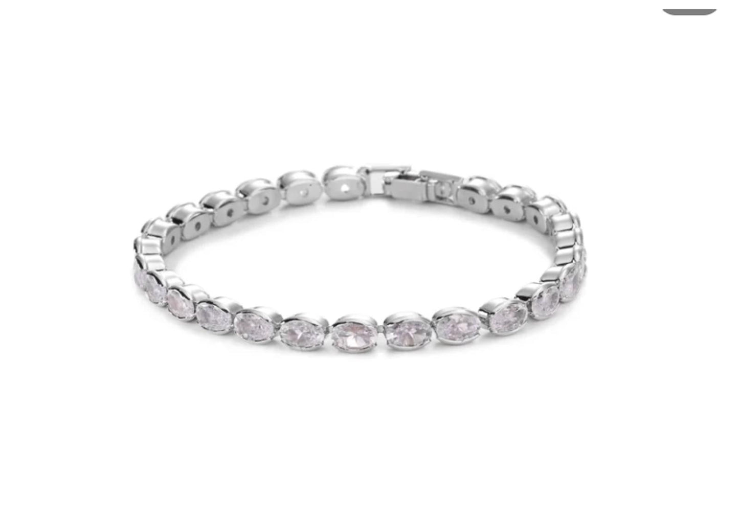 Oval tennis - Bracelet - Silver - CZs - 7"