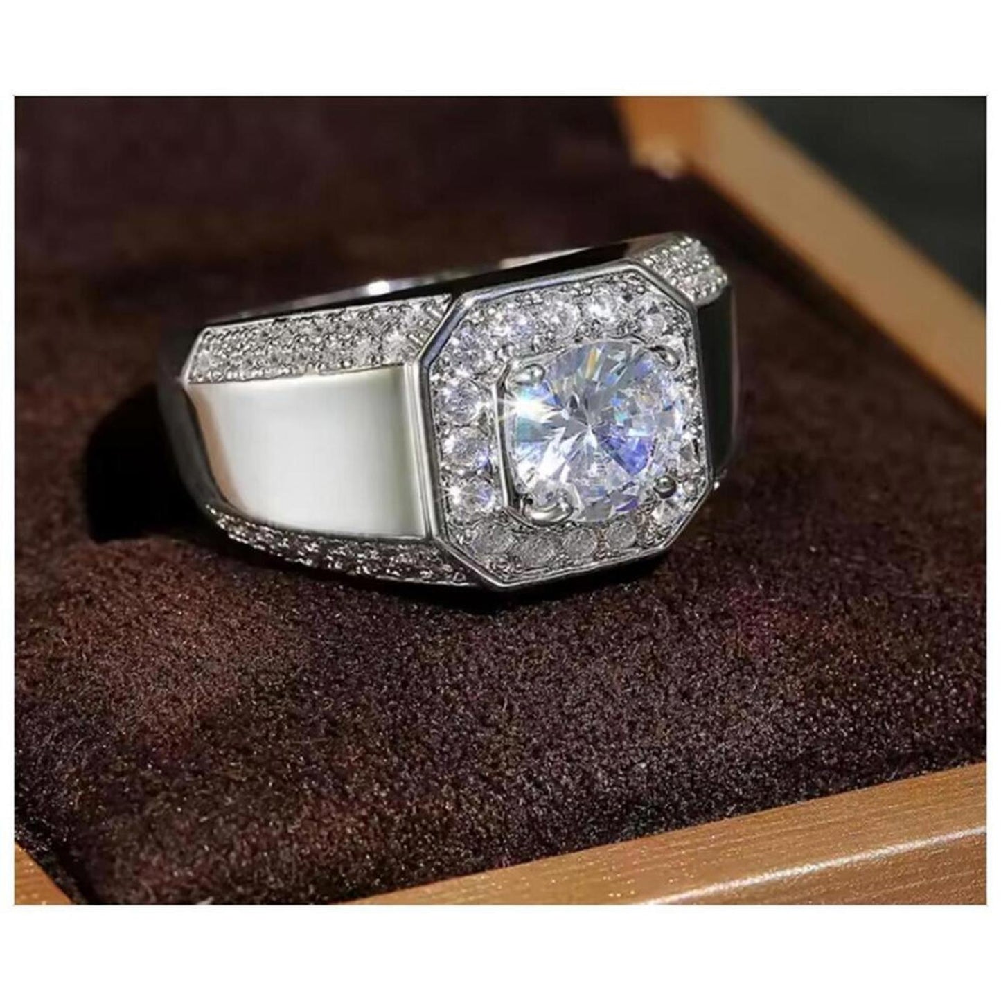 Octagonal Ring - silver - CZ - size 11