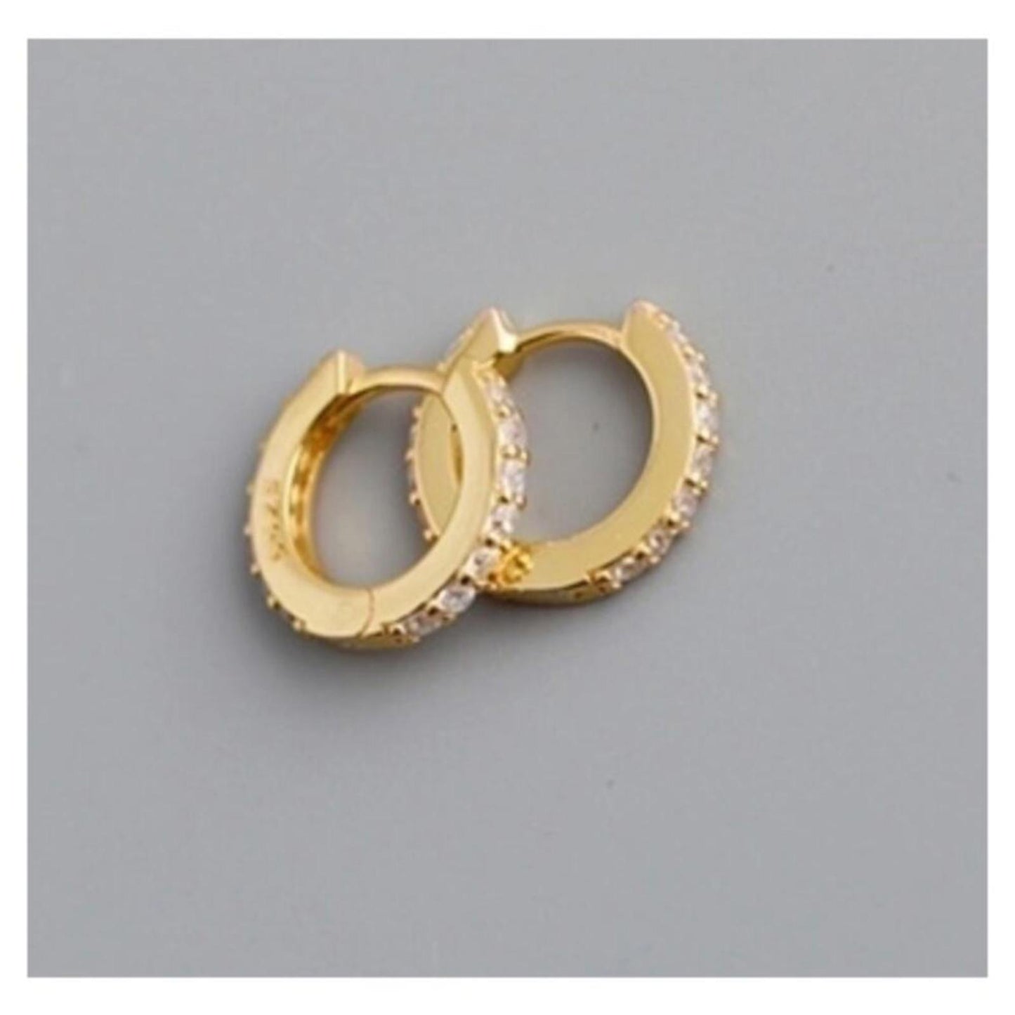 Huggies - gold - CZs - 1/2 inch