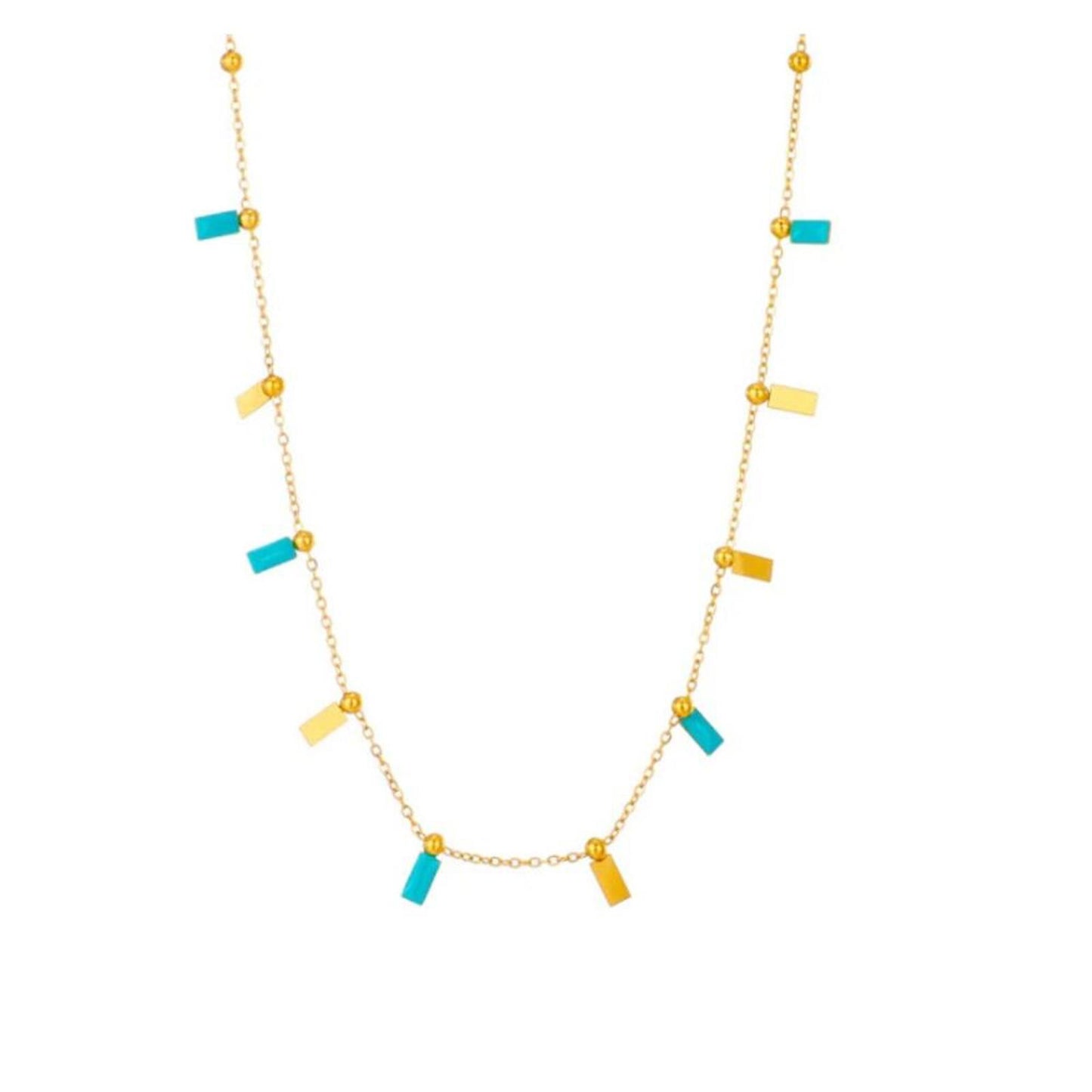 Turquoise Necklace - Gold - 18"