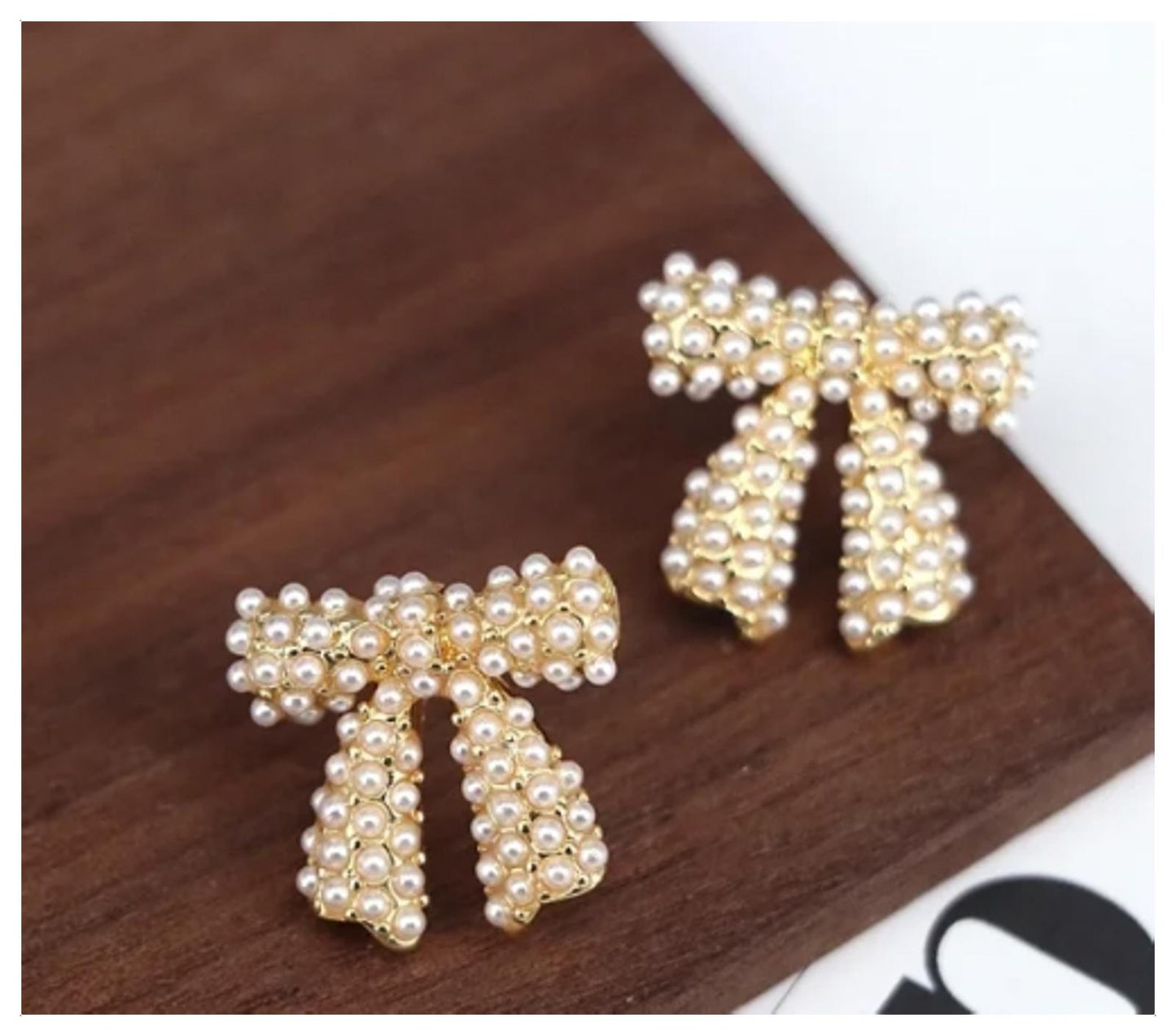 Pearl bows - Necklace/Earring set - Gold - 18"
