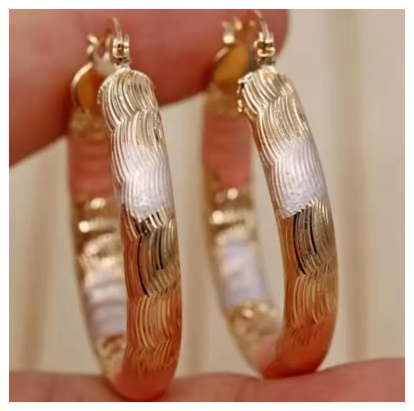Tricolor hoop - Earrings - Gold - 1"