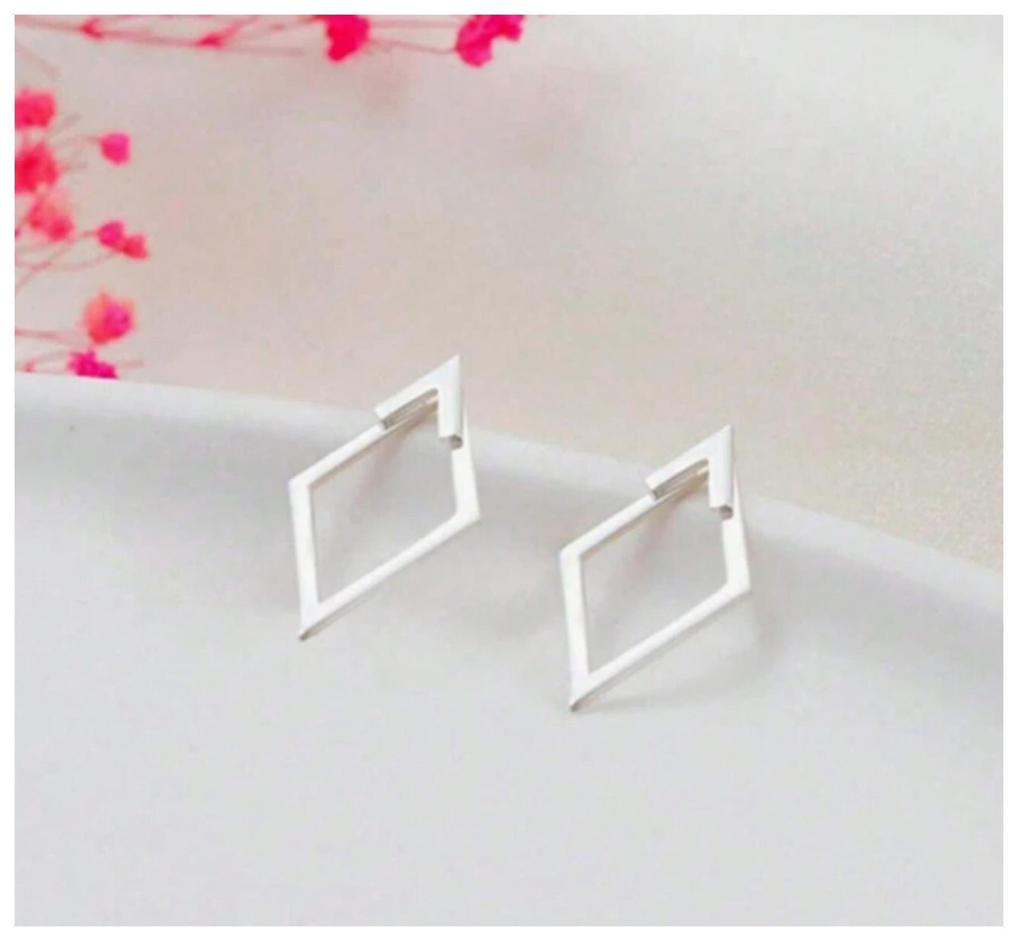 Front-and-Back diamond shaped - Earrings - Silver - 2.3cm