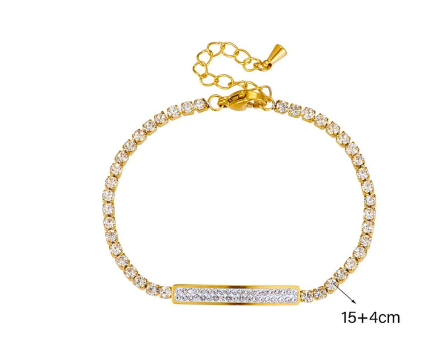 Rectangle tennis - Bracelet - Gold - CZs - 7-9"