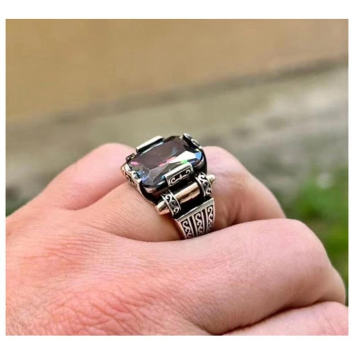 Rainbow scroll ring - Gold and silver - CZ - Size 11.