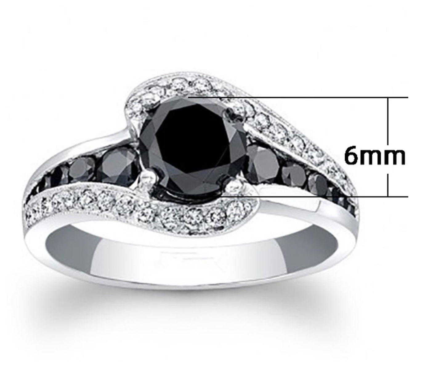 Black swirl Ring - Rose Gold - CZs - Size 6