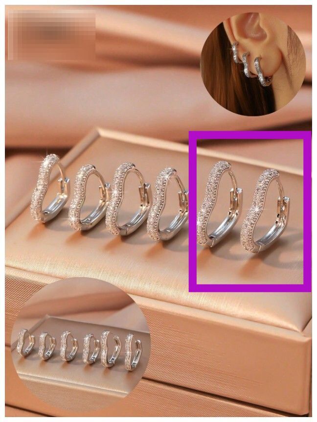 Pave heart hoops - Earrings - Silver - CZs - .75"