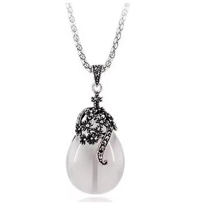 Cat's Eye necklace - silver - CZs - 20"