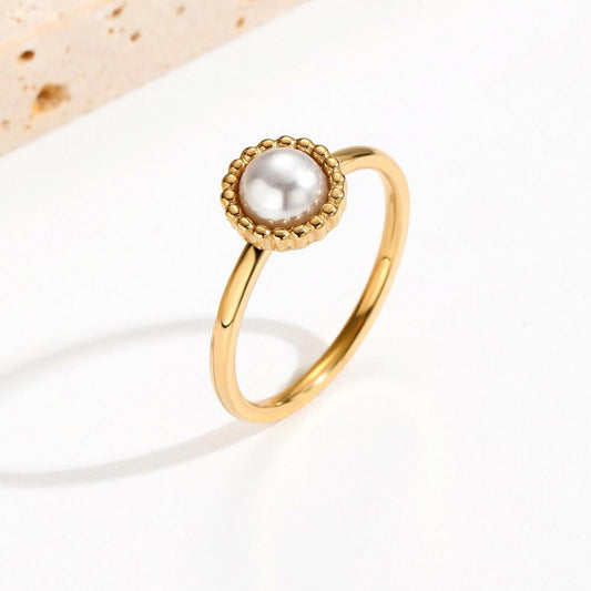 White artificial pearl RING - Gold - size 9