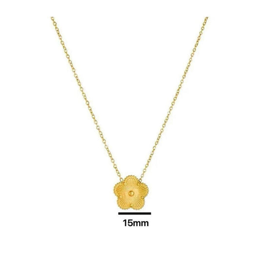 Flower pendant necklace - 18K gold plated - 18"