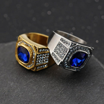 Blue bling RING - Silver - CZs- size 12