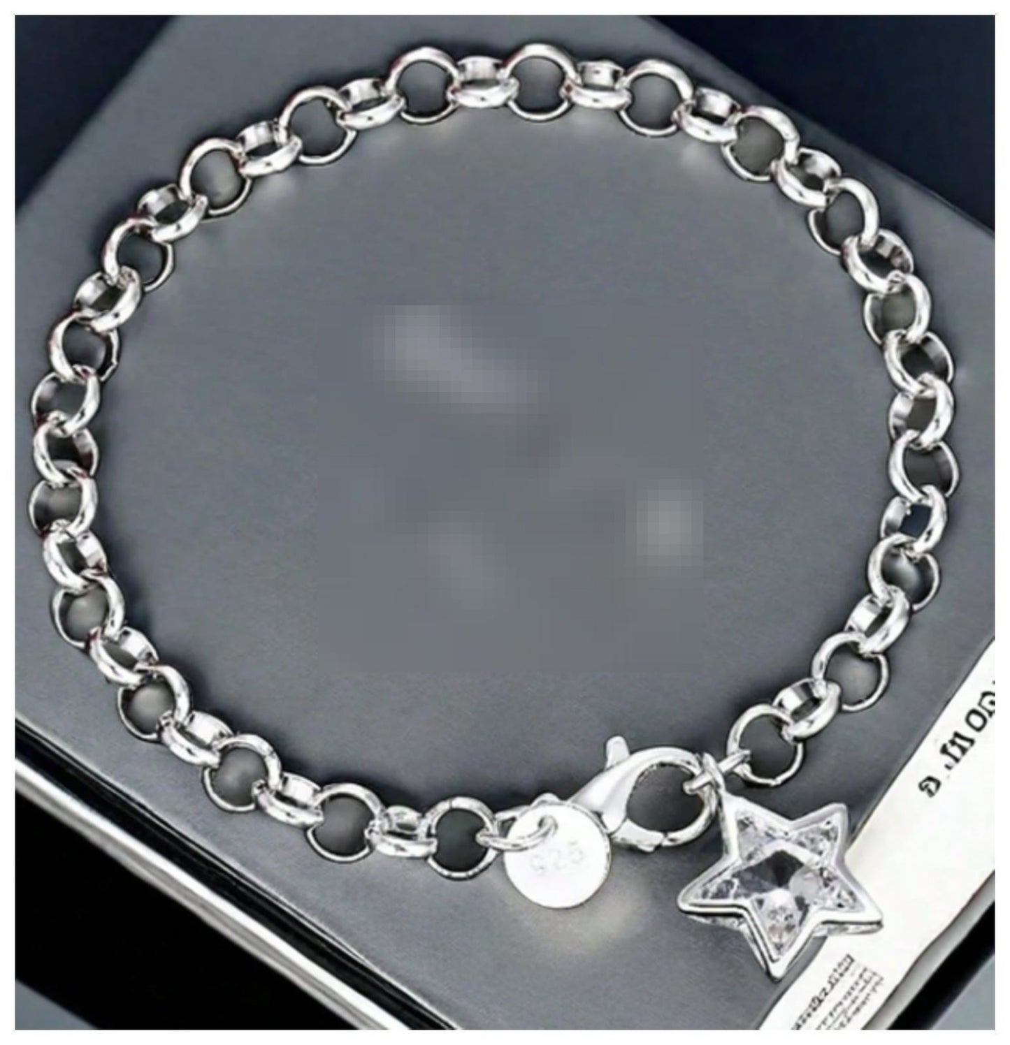 Star charm chain - Bracelet - Silver - CZs - 8"