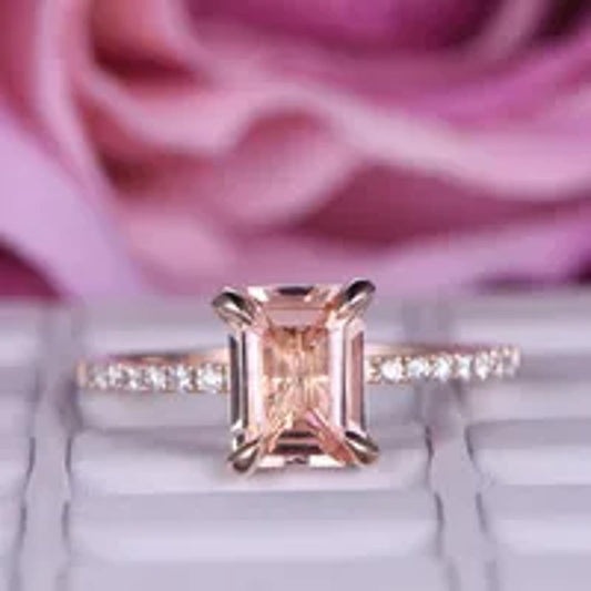 Champagne rectangle - Ring - Rose Gold - CZs - Size 7.5