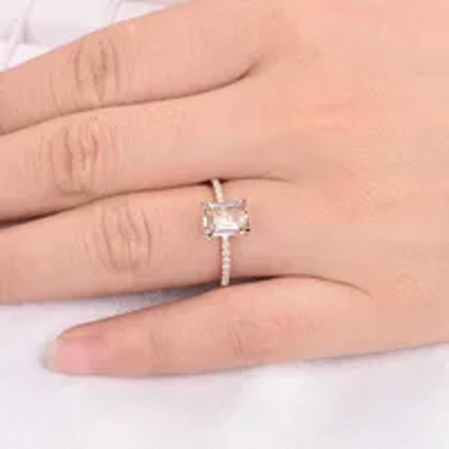 Champagne rectangle - Ring - Rose Gold - CZs - Size 8.5