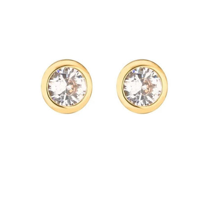 Small round Studs - gold - CZs - 4mm
