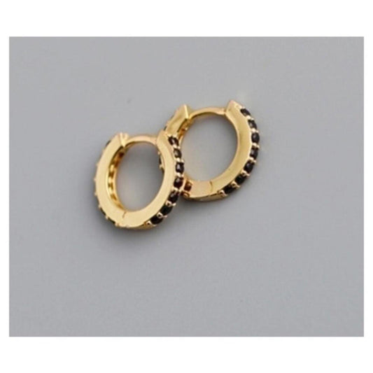 Black huggies - gold - CZs - 1/2 inch
