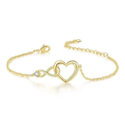 Infinity Heart Set - Gold - CZs - 16-18" Necklace & Bracelet
