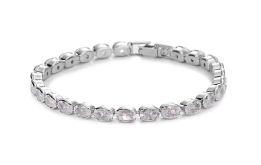 Oval tennis - Bracelet - Silver - CZs - 7"