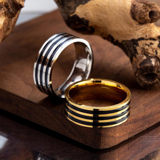 Black groove band RING - Gold- size 13