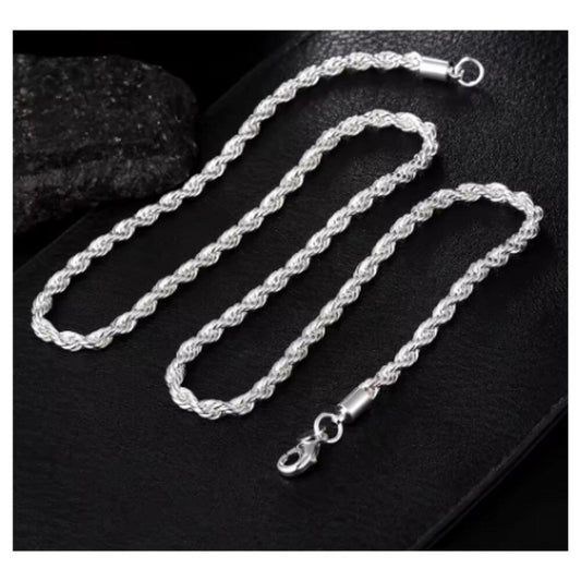 Rope chain - Necklace -  silver - 4mm / 22"
