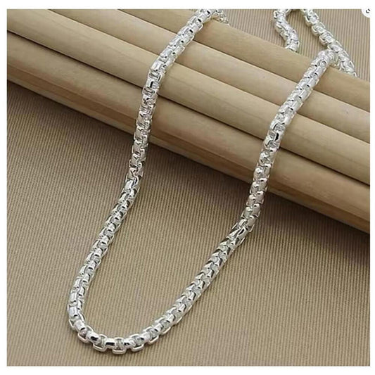 Round box chain necklace - silver- 4mm, 20'.