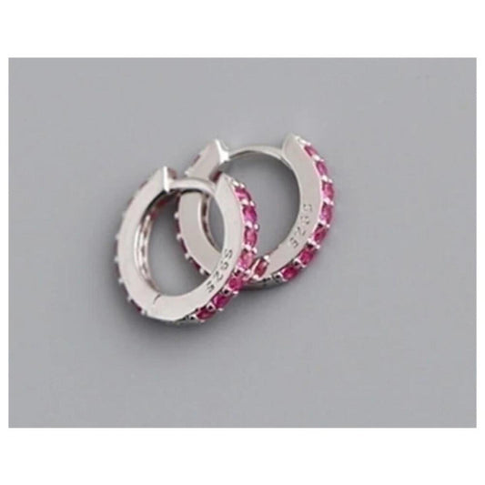 Red Huggies - silver - CZs - 1/2 inch