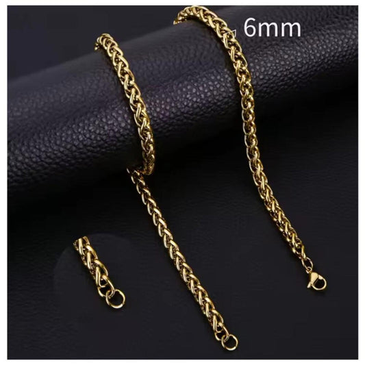 Spiga / Wheat chain - Necklace - 18K gold plated - 6mm / 20"