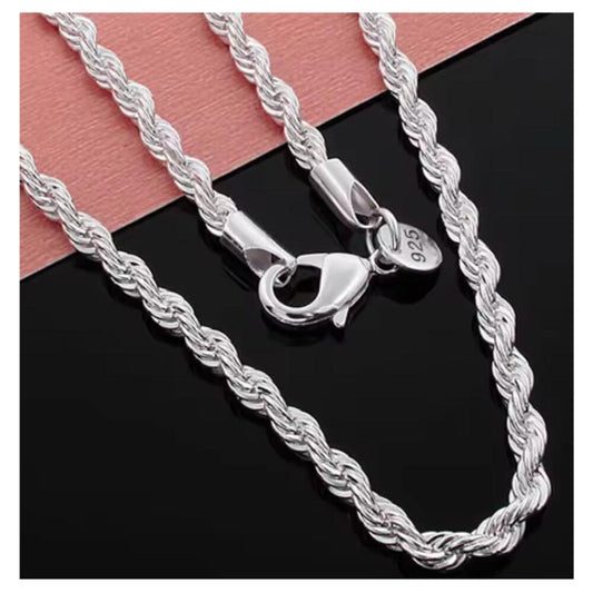 Rope chain - Necklace -  silver - 4mm / 22"