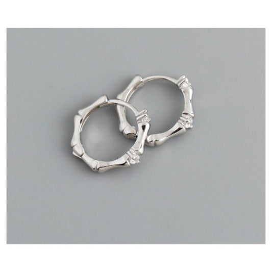 Bamboo Huggies - silver - CZs - 1/2 inch
