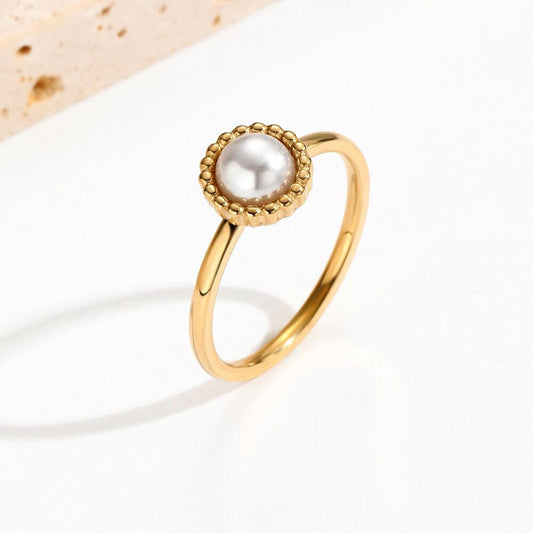 White artificial pearl RING - Gold - size 6