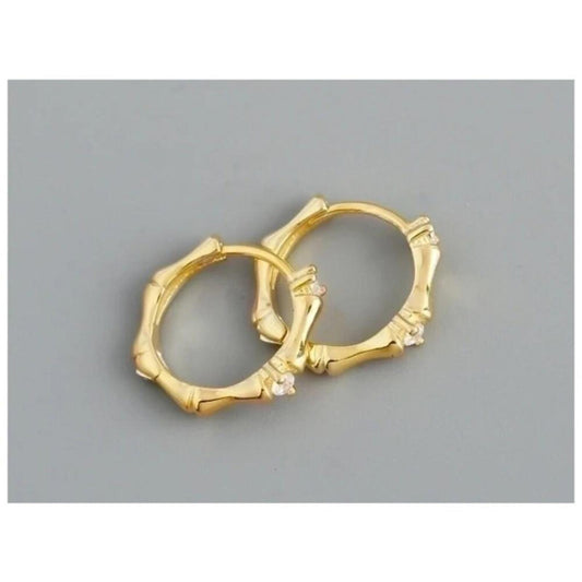 Bamboo Huggies - gold - CZs - 1/2 inch