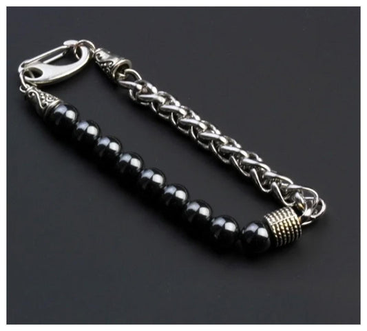 NATURAL hematite - Bracelet - stainless steel - 8"