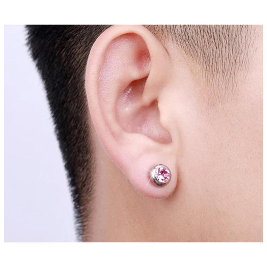 Round Studs - silver - CZs - 8mm