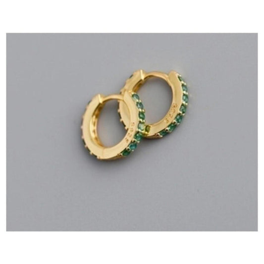 Green huggies - gold - CZs - 1/2 inch