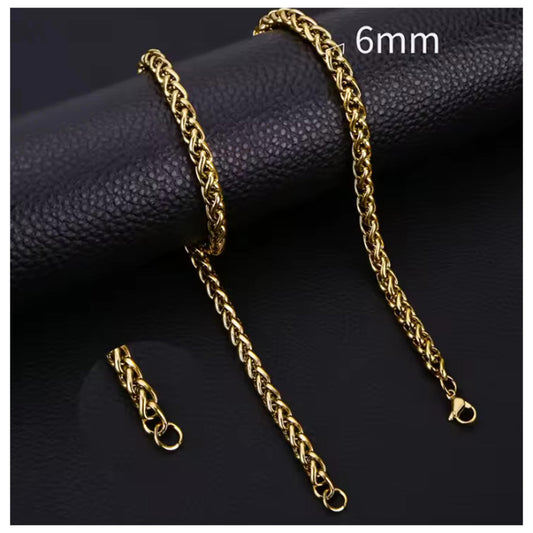 Spiga / Wheat chain - Necklace - 18K gold plated - 6mm / 24"