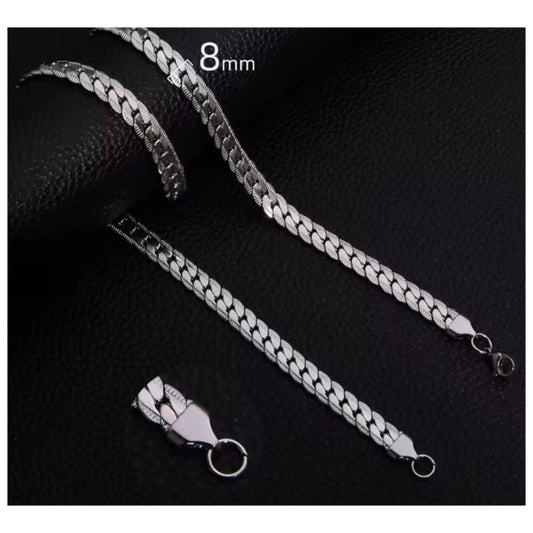 Flat Snake chain - Necklace -  silver - 8mm / 22"