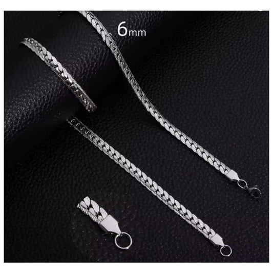Flat Snake chain - Necklace -  silver - 6mm / 22"