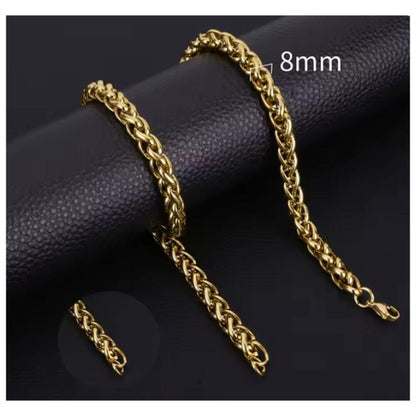 Spiga / Wheat chain - Necklace - 18K gold plated - 8mm / 24"