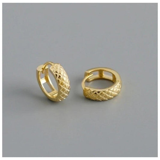 Checked Huggies - gold - 1/2 inch