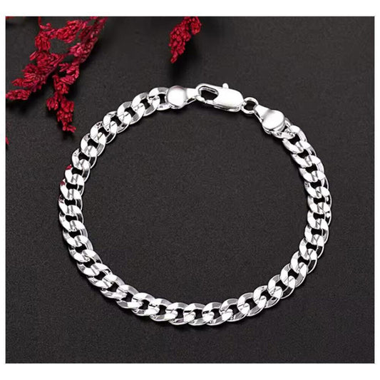 Curb chain bracelet - silver - 6mm 7.75"