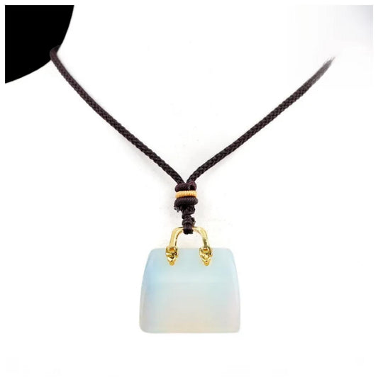 Artificial opal purse Necklace - Gold - 20"
