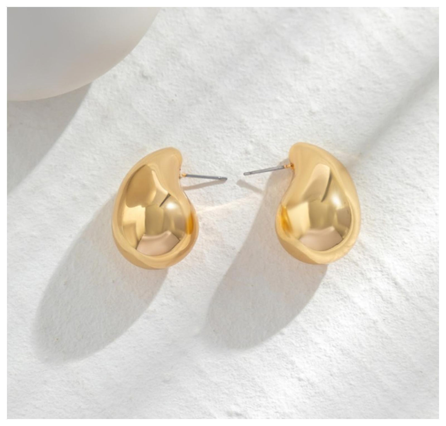 Large Water Drop - Earrings - Gold - .6"