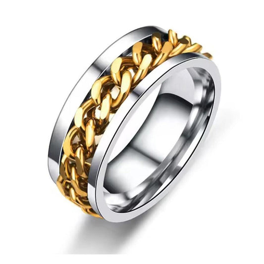 Gold Spinner Ring - titanium - size 10.