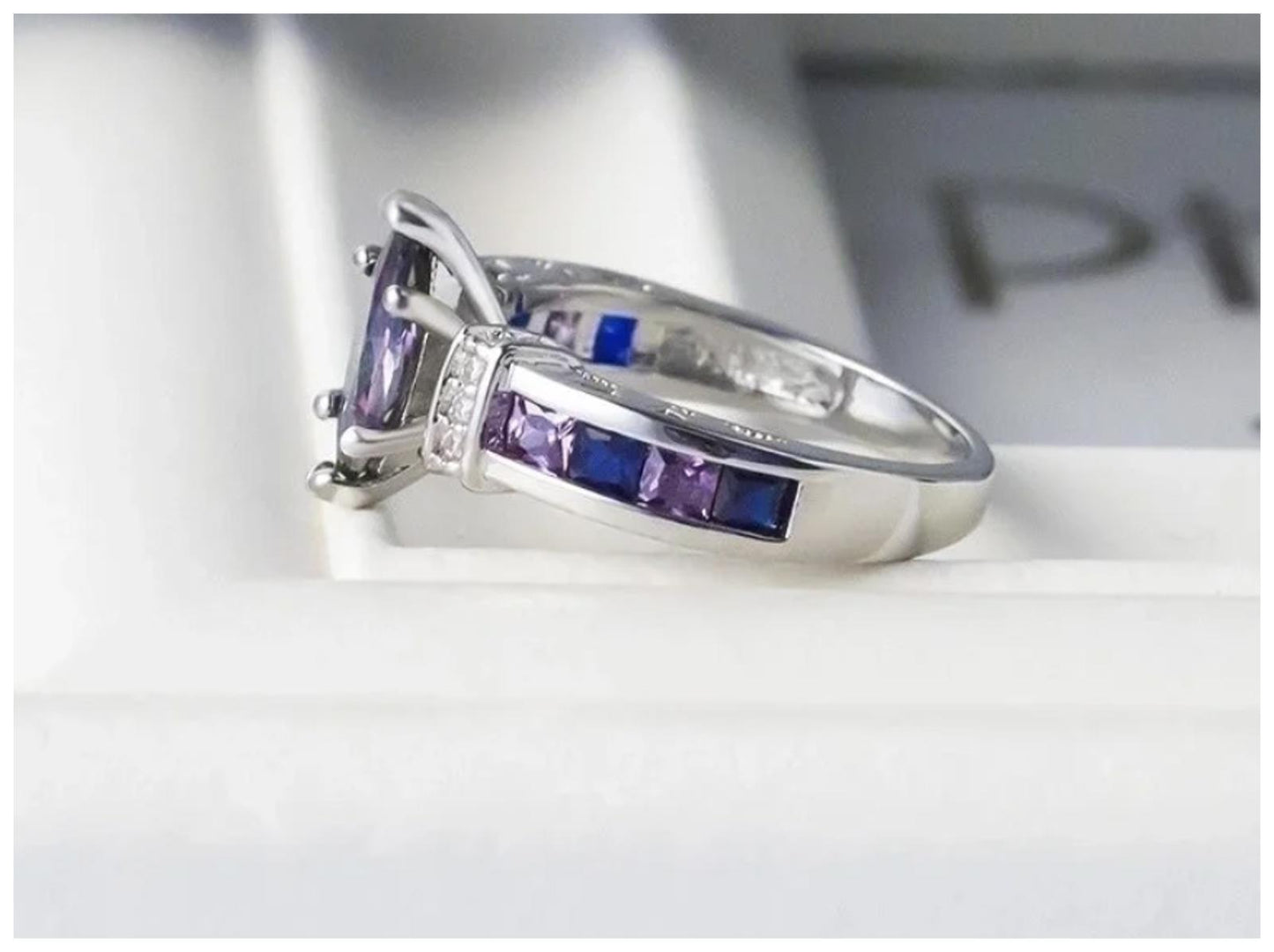 Rainbow marquise - Ring - Silver - CZs - Size 9